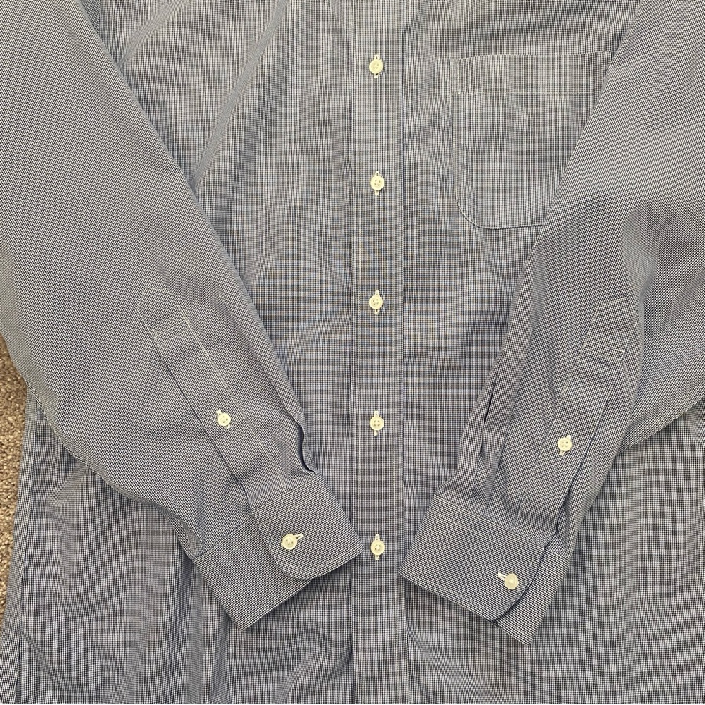 Jos. A. Bank Men's Long Sleeve Shirt Blue/White Check Size 16-33 - EUC - Picture 3 of 7
